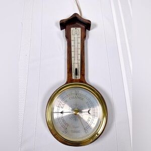 VTG Taylor Wall Barometer Thermometer Wood Weather Station MCM Banjo FOR PARTS